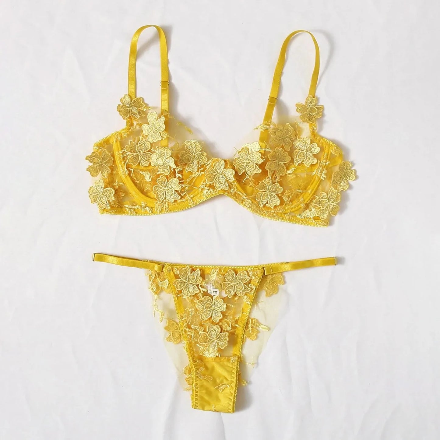 Sexy Women Lingerie Set Flowers Embroidery Bralette Lace Transparent Bra G-String Bustier Lingerie Thongs Ultrathin Lingerie Set