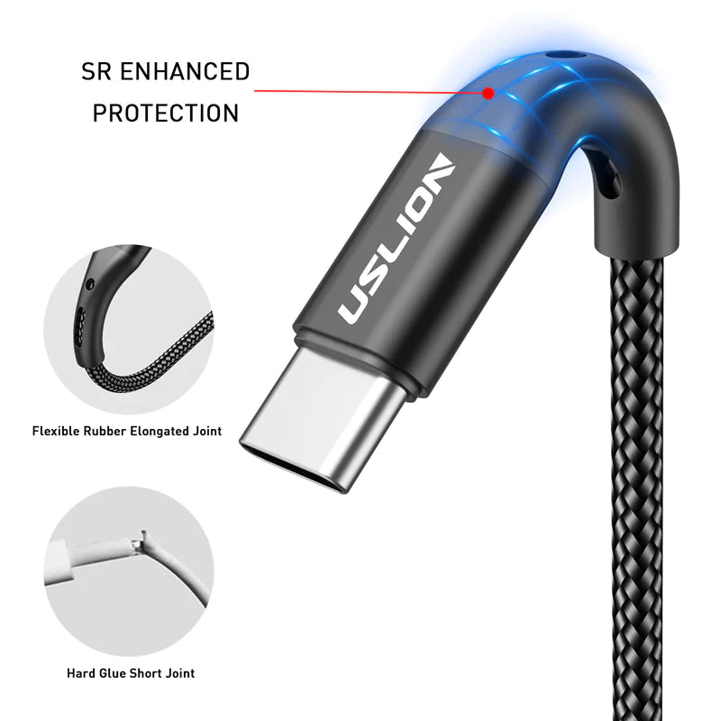 3A USB Type C Cable Wire for Samsung S10 S20 Xiaomi Mi 11 Mobile Phone Fast Charging USB C Cable Type-C Charger Micro USB Cables