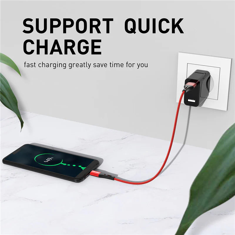 3A USB Type C Cable Wire for Samsung S10 S20 Xiaomi Mi 11 Mobile Phone Fast Charging USB C Cable Type-C Charger Micro USB Cables