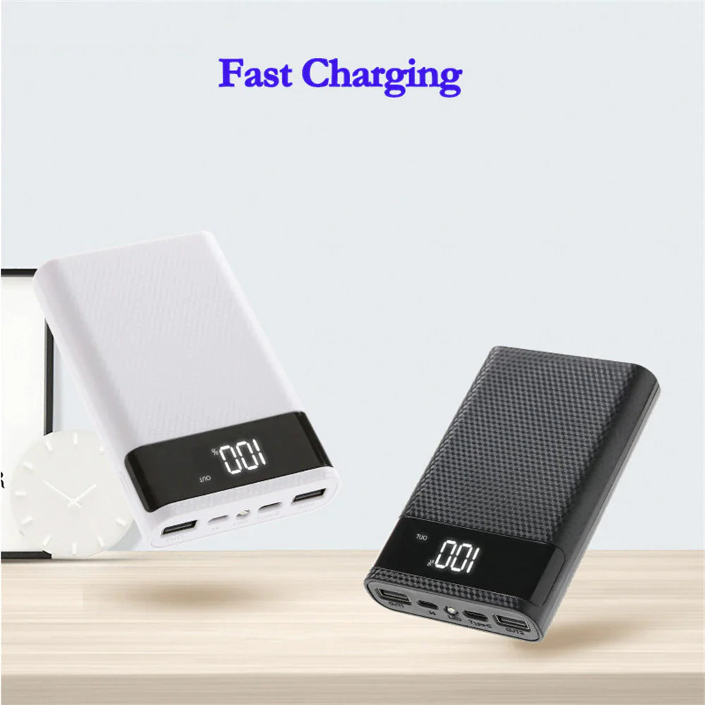 4Pcs 18650 Battery DIY Power Bank Case Charge Storage Box 5V Dual USB Type C Android Micro USB Interface for Smart Phones