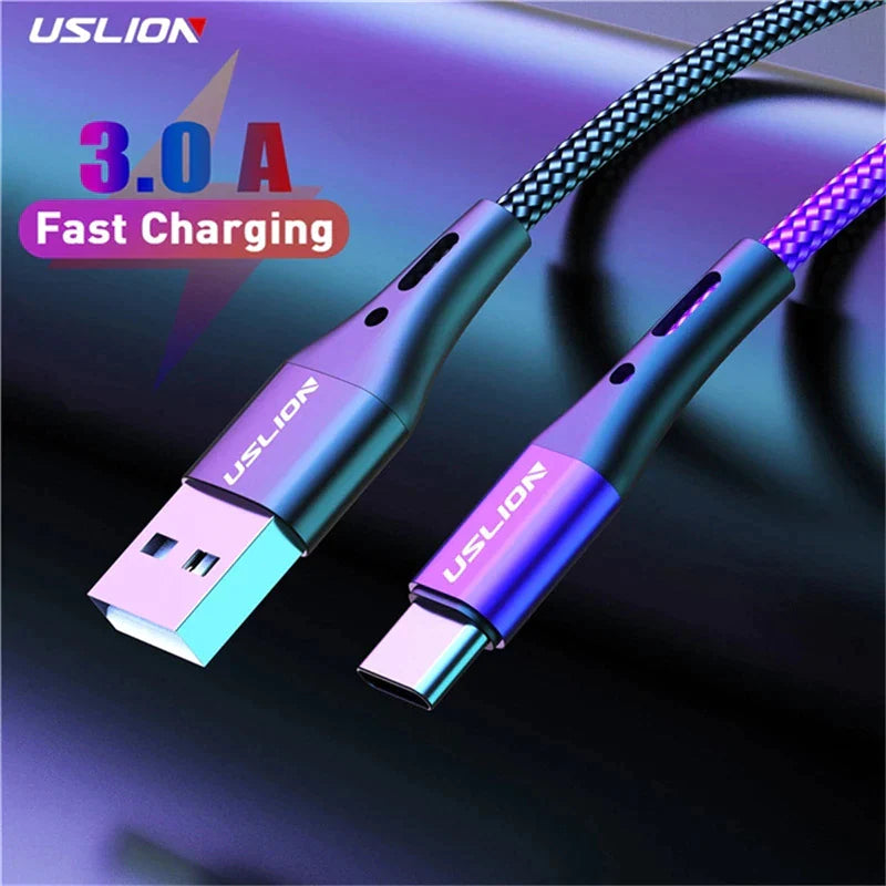 3A USB Type C Cable Wire for Samsung S10 S20 Xiaomi Mi 11 Mobile Phone Fast Charging USB C Cable Type-C Charger Micro USB Cables